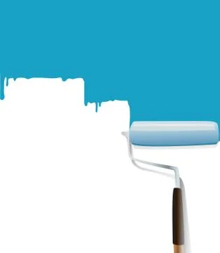 Roller paintbrush blue background Stock Illustration