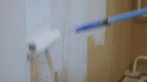Roller painting wall Stock Footage 12161657