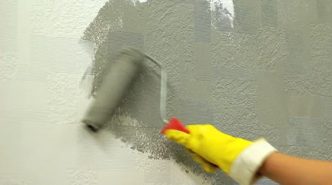 Roller Painting Wall Grey, #9 Home Improvement HD Stock Footage 34332333