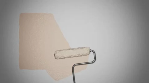 Roller paints the wall with beige paint. Renovation concept. Stock Footage 170765172