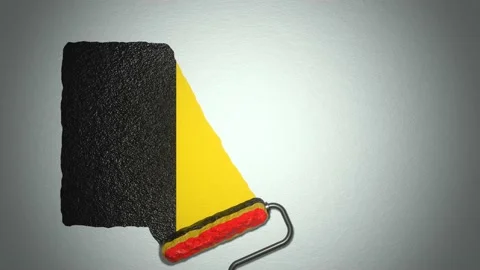 Roller paints the wall in colors of Belgian flag. Travel concept. Belgium.	 Stock Footage 168486952