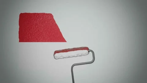 Roller paints the wall in colors of  Polish flag. Travel concept. Poland. Stock Footage 170614616
