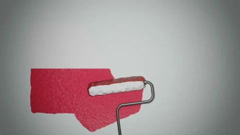 Roller paints the wall in colors of  Polish flag. Travel concept. Poland. Stock Footage 170614778