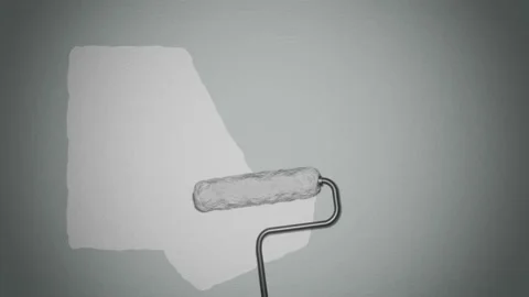 Roller paints the wall with white paint. Renovation concept.	 Stock Footage 169584120