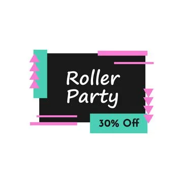 Roller party addvertising label design, sticker Stock Illustration