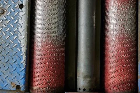 Roller power unit for an in-depth test of the vehicle's braking system at a Stock Photos