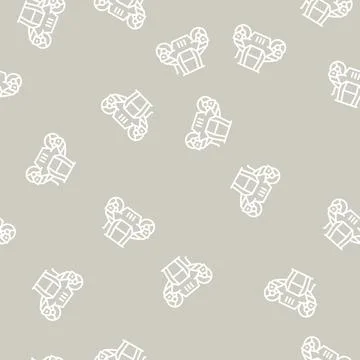Roller road construction machine line seamless pattern Stock Illustration