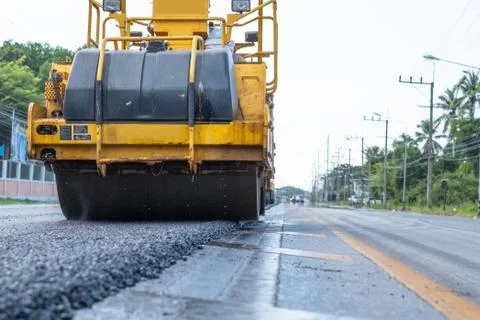 Roller on road construction 写真素材
