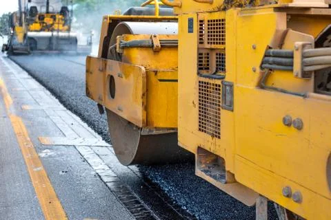 Roller on road construction 写真素材