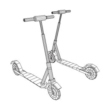 Roller scooter balance kick push bike Stock Illustration