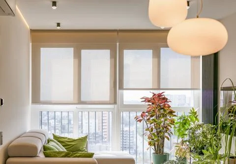 Roller shades motorized Foto stock