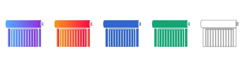 Roller Shutter Door Vector Icon Set Stock Illustration