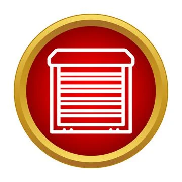 Roller shutter garage door icon on red circle Illustrazione stock