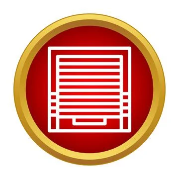 Roller shutter security icon on red circle Stock Illustration