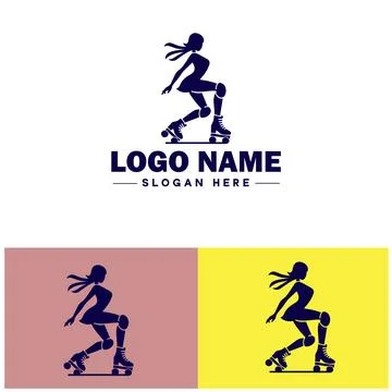 Roller skate icon Rollerblade Inline skate Quad skate flat logo sign symbol.. Stock Illustration