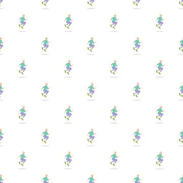 Roller skater man seamless pattern vector illustration Stock Illustration