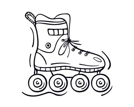 Roller skates in doodle style. Accessory isolated on white. Vector Stock Illustration