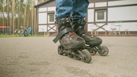 Roller skates during inline skating outdoors. Active lifestyle. Rollerblading Stock Footage 278052196