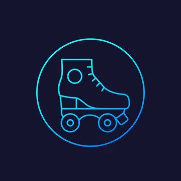 Roller skates icon, line vector 스톡 일러스트