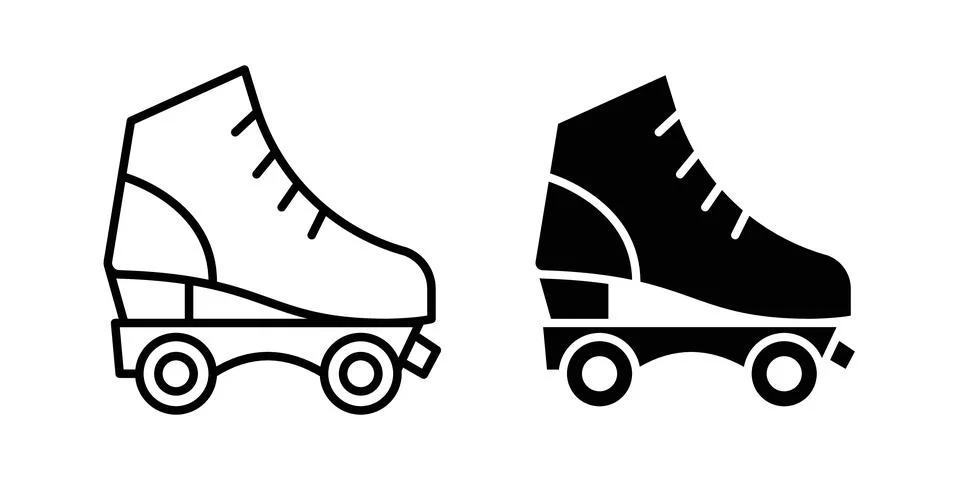 Roller skates icon thin line and clipart style vector set Stock Illustration