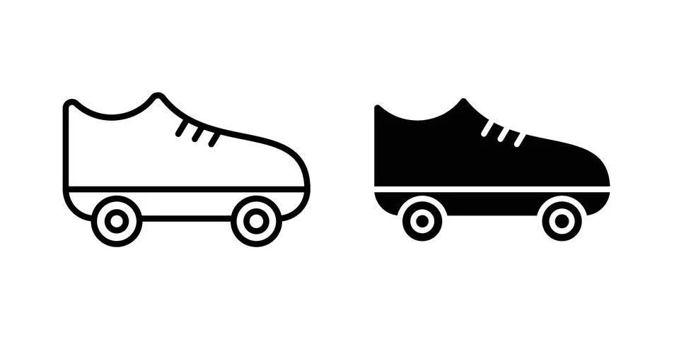 Roller skates icon vector concepts, line and silhouette style Stock Illustration