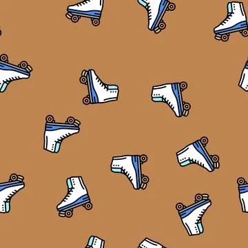 Roller skates kid leisure vector seamless pattern Stock Illustration