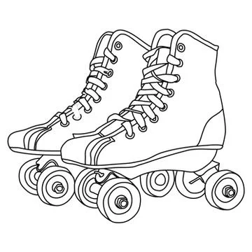 Roller skates line drawing Stock Illustration