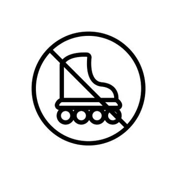 Roller skates prohibited icon vector outline illustration 스톡 일러스트