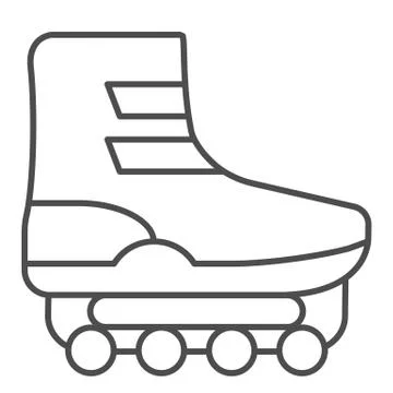 Roller skates thin line icon. Shoe on casters vector illustration isolated on 스톡 일러스트