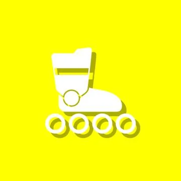 Roller Skates white icon with shadow Stock Illustration