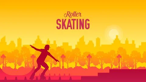 Roller skating in the city park vector illustration. Sport lifestyle design Stock Illustration
