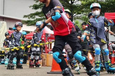Roller skating competition Stock Photos