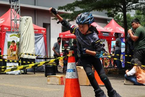 Roller skating competition Stock Photos