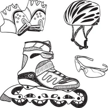 Roller skating equipment Stock Illustration