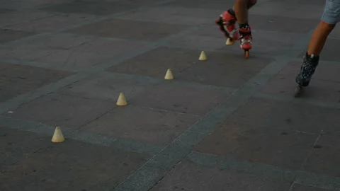 Roller skating figure snake Stock Footage 96326965