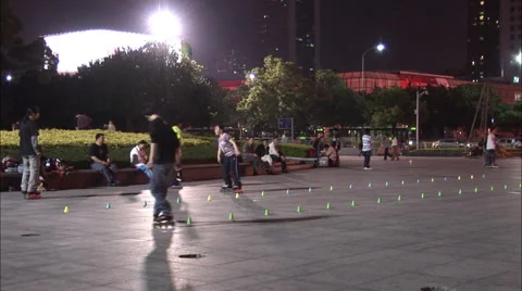 Roller skating park, China Video stock 56628811