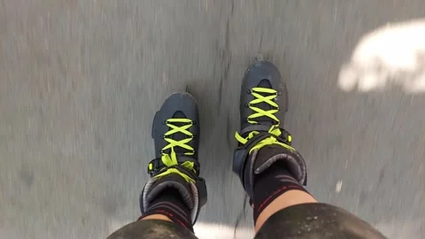 Roller skating pov asphalt 4k 001 Stock Footage 344436759