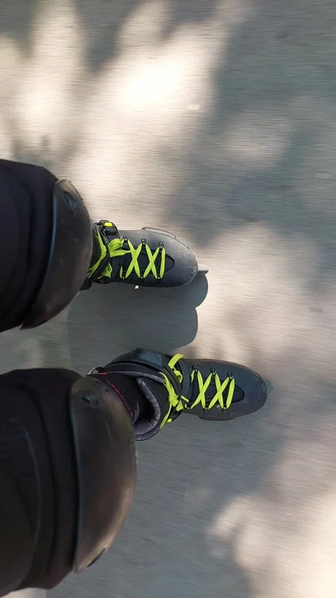 Roller skating pov asphalt 4k vertical 002 Stock Footage 344470635