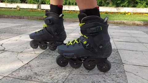 Roller skating pov broken tiles 4k raw sound 006 Stock Footage 344671179