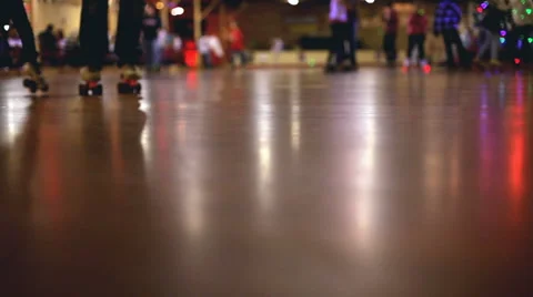 Roller Skating rink floor view Stock Footage