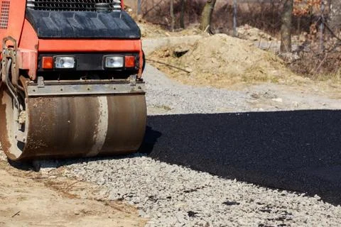 Roller is smooth asphalt Stock Photos