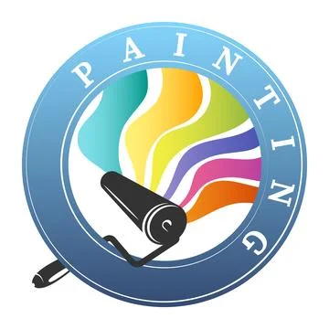 Rollerball and line colored paint symbol Stock Illustration