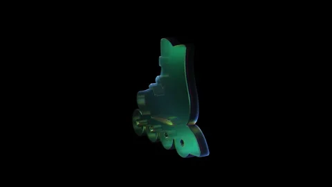 Rollerblade icon spinning in three dimensions Видео 347365726