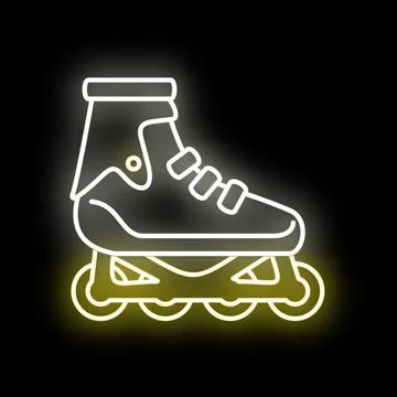 Rollerblade inline skate glowing neon icon Stock Illustration