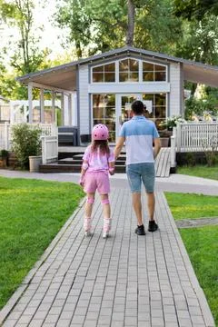 Rollerblading and active kid leisure concept Stock Photos