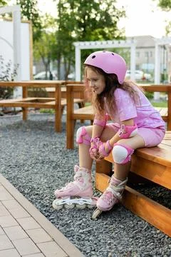 Rollerblading and active kid leisure concept Stock Photos