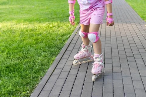 Rollerblading and active kid leisure concept Stock Photos