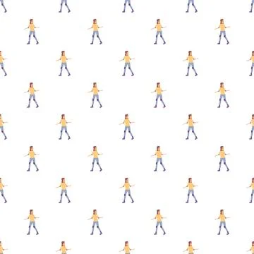 Rollerblading girl seamless pattern on white background Illustrazione stock