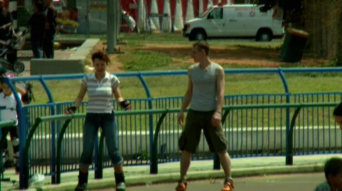 Rollerblading in the park Stock Footage 473336