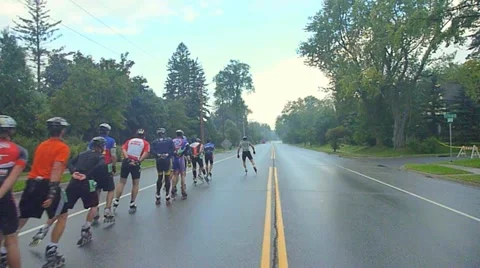 Rollerblading Race 2 Stock Footage 10886681